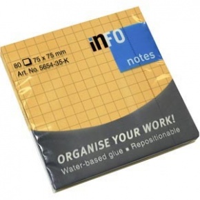 Info Notes önt.jegyzettömb, 75x75mm, 80lap, kockás, brilliant narancs