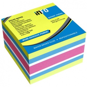 Info Notes önt.jegyzettömb, 75x75mm, 450lap, Brilliant Color Mix