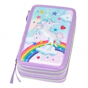 Faber-Castell tolltartó, 3-emeletes, lila, unikornisos (6)