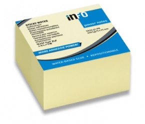 Info Notes önt.jegyzettömb, 75x75mm, 400lap, sárga