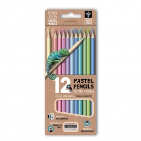 Ars Una 12 színű, háromszögletű színes ceruzakészlet hegyezővel, pasztell