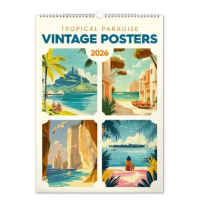 6094-TP Reálszisztéma Falinaptár Vintage Posters – Tropical Paradise 33 × 46 cm (2026)