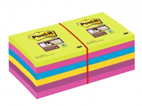 3M Post-it Super Sticky öntapadós jegyzettömb (76x76 mm, 90 lap) neon színek