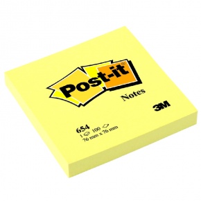 3M Post-it Öntapadó jegyzettömb 76 × 76 mm, 100 lap, kanári sárga, 1 tömb