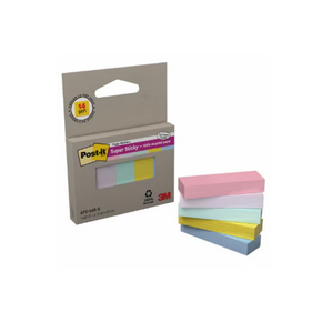 3M Post-it öntapadós jelölőlapok (15x50 mm, 10x50 lap) vegyes színek, Recycled, 7100396131