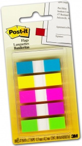 3M Post-it Keskeny jelölőcímke 12 × 43 mm, 5 × 20 címke, élénk színek