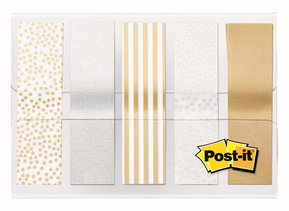 3M Post-it jelölőcímke (11,9x43mm, 5x20db, bliszter) arany/ezüst/fehér