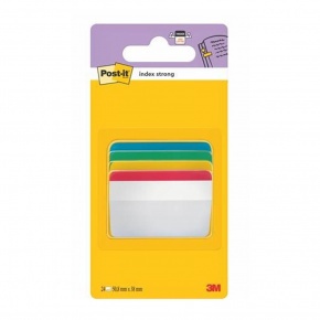 3M Post-it indexcímke, erős (50,8x38 mm, 4x6db, bliszter) átlátszó, 4-féle szín