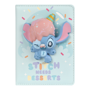 Emlékkönyv 3D B6 96lapos vonalas, kockás, sima Disney Pastel Stitch Desserts