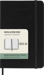 MOLESKINE Határidőnapló 2023/24 18 hónap, heti, kemény borítású, fekete (P)