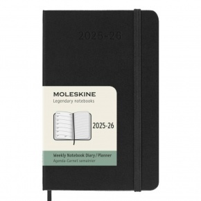 MOLESKINE Határidőnapló 2025/26 18 hónap, heti, kemény borítású, fekete (P)
