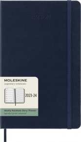 MOLESKINE Határidőnapló 2023/24 18 hónap, heti, kemény borítású, zafír kék (L).
