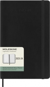 MOLESKINE Határidőnapló 2023/24 18 hónap, heti, puha borítású, fekete (L)