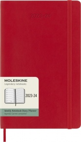 MOLESKINE Határidőnapló 2023/24 18 hónap, heti, puha borítású, skarlát piros (L)