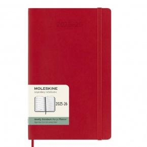 MOLESKINE Határidőnapló 2025/26 18 hónap, heti, puha borítású, skarlát piros (L)
