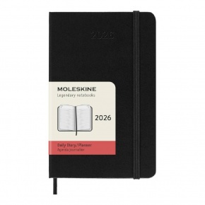 MOLESKINE Határidőnapló 2026 12 hónap, Napi, kemény borító, FEKETE (P)