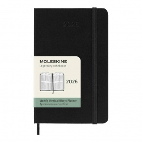 MOLESKINE Határidőnapló 2026 12 hónap, Heti, kemény borító, FEKETE (P) Vertikális