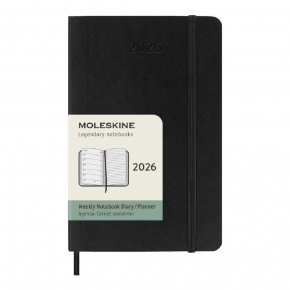 MOLESKINE Határidőnapló 2026 12 hónap, Heti, puha borító, FEKETE (P)