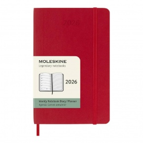 MOLESKINE Határidőnapló 2026 12 hónap, Heti, puha borító, PIROS (P)