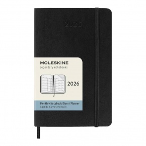 MOLESKINE Határidőnapló 2026 12 hónap, Havi tervező, puha borító, FEKETE (P)