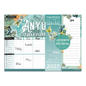 LIZZYCALENDAR HŰTŐMÁGNES NAPTÁR 2 HETI JEGYZETTÖMBBEL ANYU TERVEZŐJE SCRAPBOOK STYLE