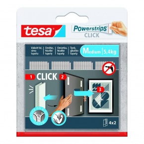 TESA 77721 POWERSTRIPS CLICK öntapadós tépőzár csíkok (M) 4 x 2db