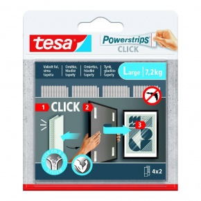 TESA 77722 POWERSTRIPS CLICK öntapadós tépőzár csíkok (L) 4 x 2db