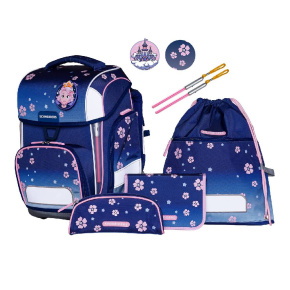 Schneiders iskolai hátizsák, 9-részes, sötétkék, Ergolite, Blue Bloom (6)