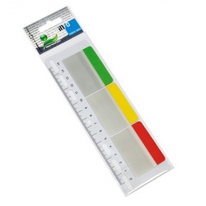 Info Notes önt.jelölőcímke, 50x38mm, 3x10db, vonalzóval, átlátszó, 3-féle szín