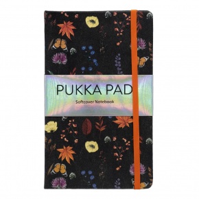 Pukka Pad notesz (A5, 192old. vonalas), Bloom Black, virágos