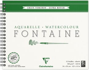 CLF vázlattömb (24x30 cm, 300 g/m2, 12 lap, sp., fek. fedlap, érdes papír) fontaine/ vízfesték