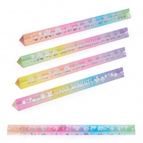 Trendhaus vonalzó, 18 cm, szivárványos-ezüst mintás, 4 féle