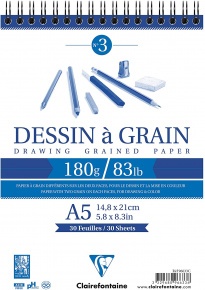 CLF vázlattömb (A5, 14,8x21 cm, 180 g, 30 lap, spirálos) dessin á grain