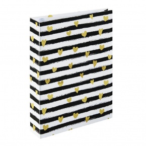 99002770 Hama fotóalbum, 10x15 cm, 200db, fekete csíkos, arany szívekkel