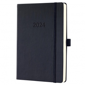 Sigel Conceptum határidőnapló, 2024, 14,8x21,3 cm napi, fekete, puhafedelű