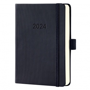 Sigel Conceptum határidőnapló, 2024, 10,8x15 cm napi, fekete, puhafedelű