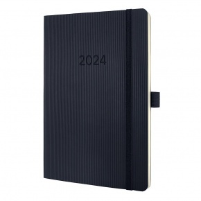 Sigel Conceptum határidőnapló, 2024, 13,5x21 cm heti, fekete, puhafedelű