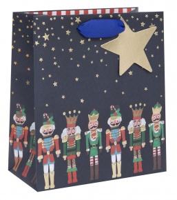 BSB Glick ajándéktasak (22,5x20x10 cm) sötétkék, diótörős karácsonyi (3)