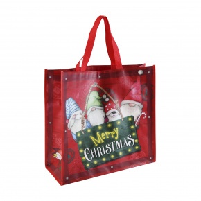 Eurowrap ajándéktasak (jumbo 45x45x20 cm, PP) bordó, manók karácsonyi (3)