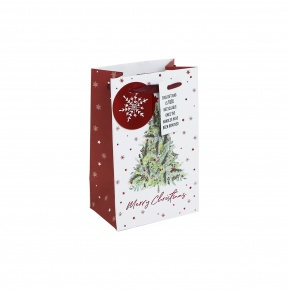 Eurowrap ajándéktasak (12,7x20,3x9 cm) fehér, karácsonyfás karácsonyi (3)