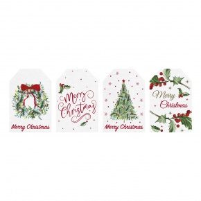 Eurowrap ajándékkisérő, fehér, 4-féle karácsonyi minta,karácsonyi (3)