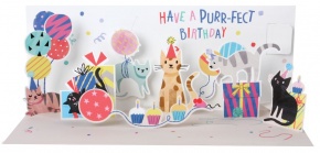 Popshots képeslap, panoráma, Happy Birthday, macskák, party Cats