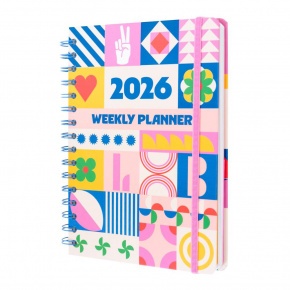 Grupo Erik spirálos határidőnapló (A5), heti, Geometrikus harmónia, 2026