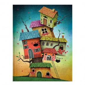 BB0283 BSB notesz (A5, sima) színes házikók, Tree Houses, Tushita