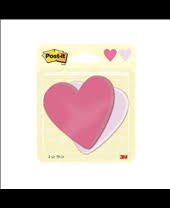3M Post-it öntapadós jegyzettömb (70x72 mm, 2x75 lap) szív forma, pink/lila
