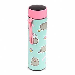Puckator rozsdamentes acél thermo kulacs digitális kijelzővel, 450ml, Ínyenc Pusheen macska