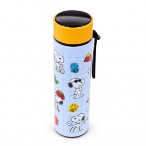 Puckator rozsdamentes acél thermo kulacs digitális hőmérővel, 450 ml, Snoopy & Woodstock