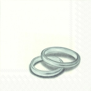 IHR koktél szalvéta (25x25 cm, 3-rét.) fehér, ezüst gyűrűk esk. (3)