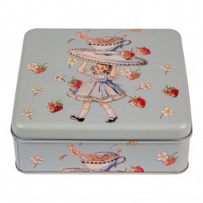 CLEEF Fémdoboz 17x17x6cm, epres kislányos