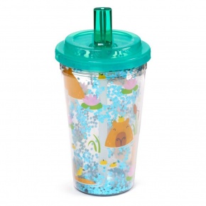 Puckator pohár tetővel és szívószállal, 500ml, Capybara